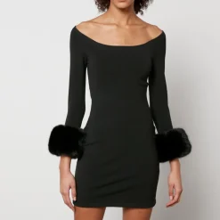 Dresses|Dresses|Dr. Martens Alexander Wang Faux Fur Trimmed Jersey Off-Shoulder Mini Dress - L