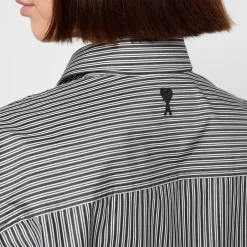 T-Shirts And Tops|Shirts And Blouses|AMI Boxy Fit Striped Cotton-Poplin Shirt - L