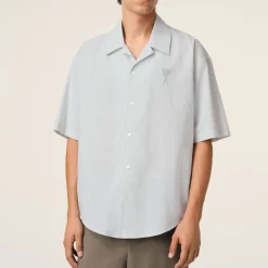 Shirts|Shirts|MKI MIYUKI ZOKU AMI Camp Collar Pinstriped Cotton Shirt - XL