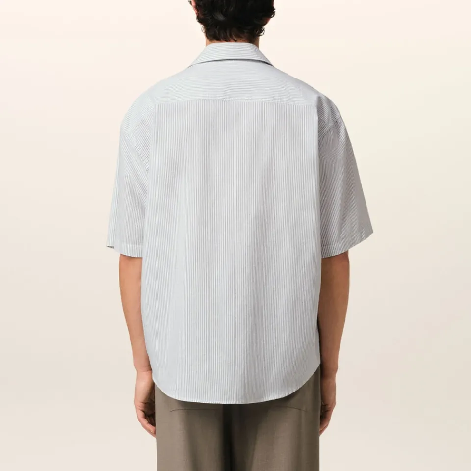 Shirts|Shirts|MKI MIYUKI ZOKU AMI Camp Collar Pinstriped Cotton Shirt - XL
