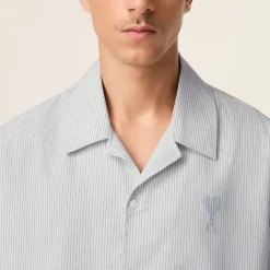 Shirts|Shirts|MKI MIYUKI ZOKU AMI Camp Collar Pinstriped Cotton Shirt - XL