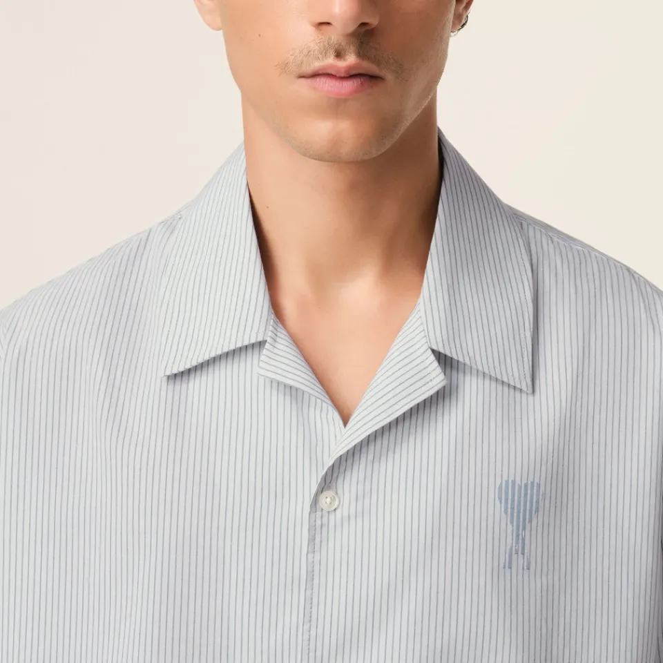 Shirts|Shirts|MKI MIYUKI ZOKU AMI Camp Collar Pinstriped Cotton Shirt - XL