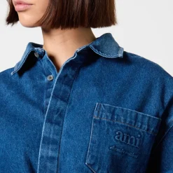 T-Shirts And Tops|Shirts And Blouses|Ganni AMI Cropped Denim Shirt - L