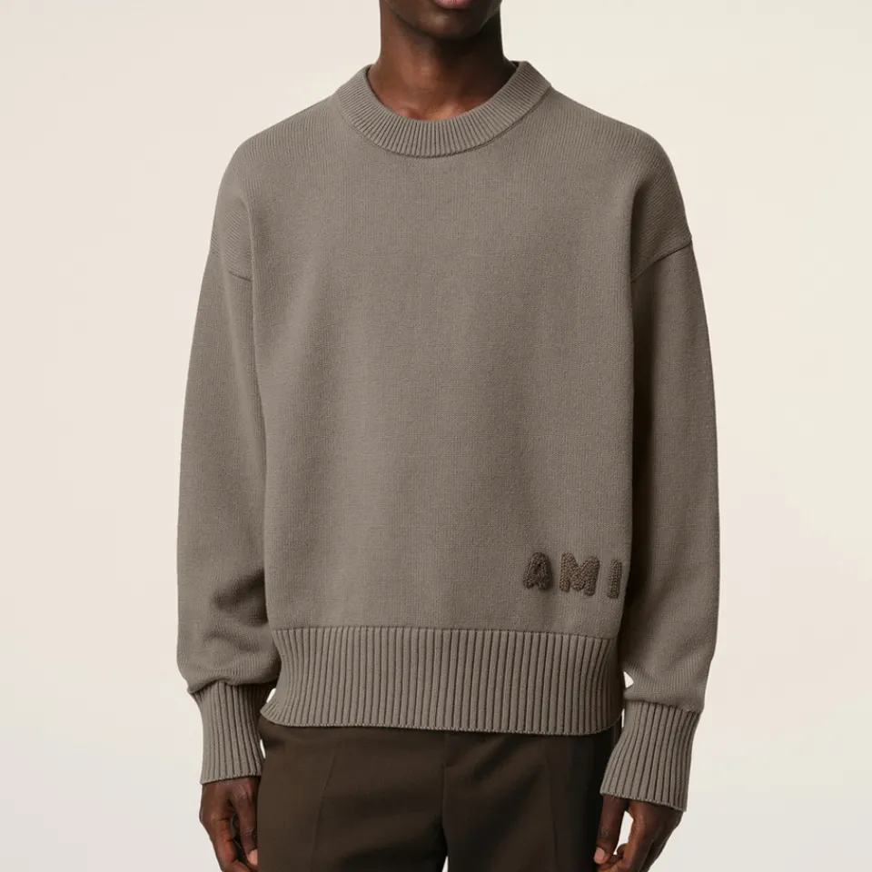 Knitwear|AMI Logo Cotton-Blend Knit Jumper - M
