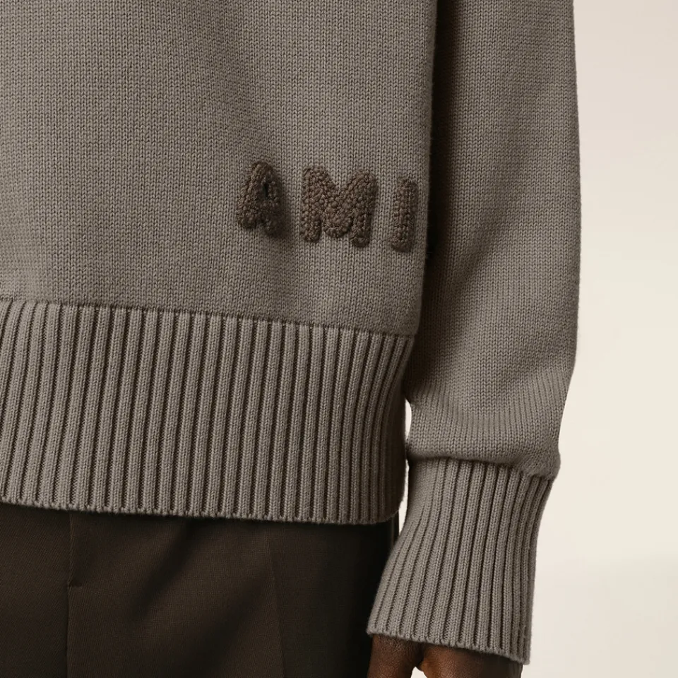 Knitwear|AMI Logo Cotton-Blend Knit Jumper - M