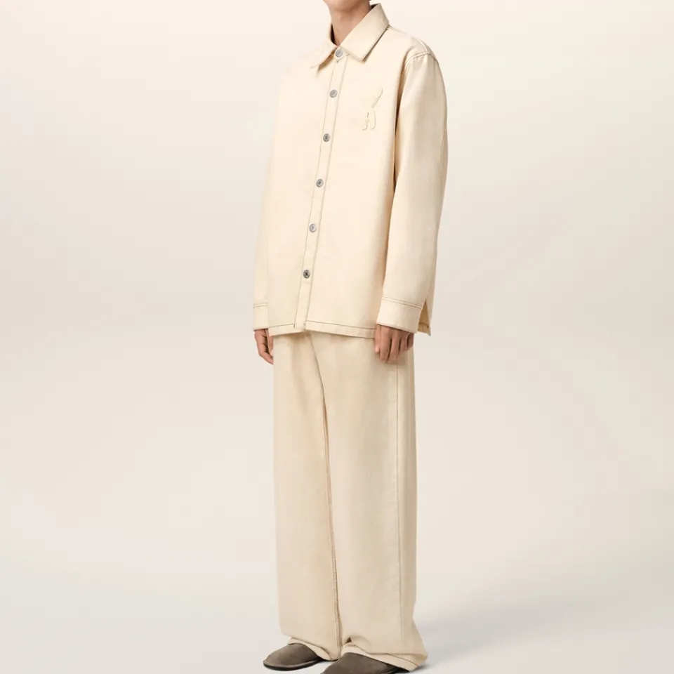 Shirts|Shirts|Café Kitsuné AMI Logo-Appliqué Cotton-Twill Overshirt - M