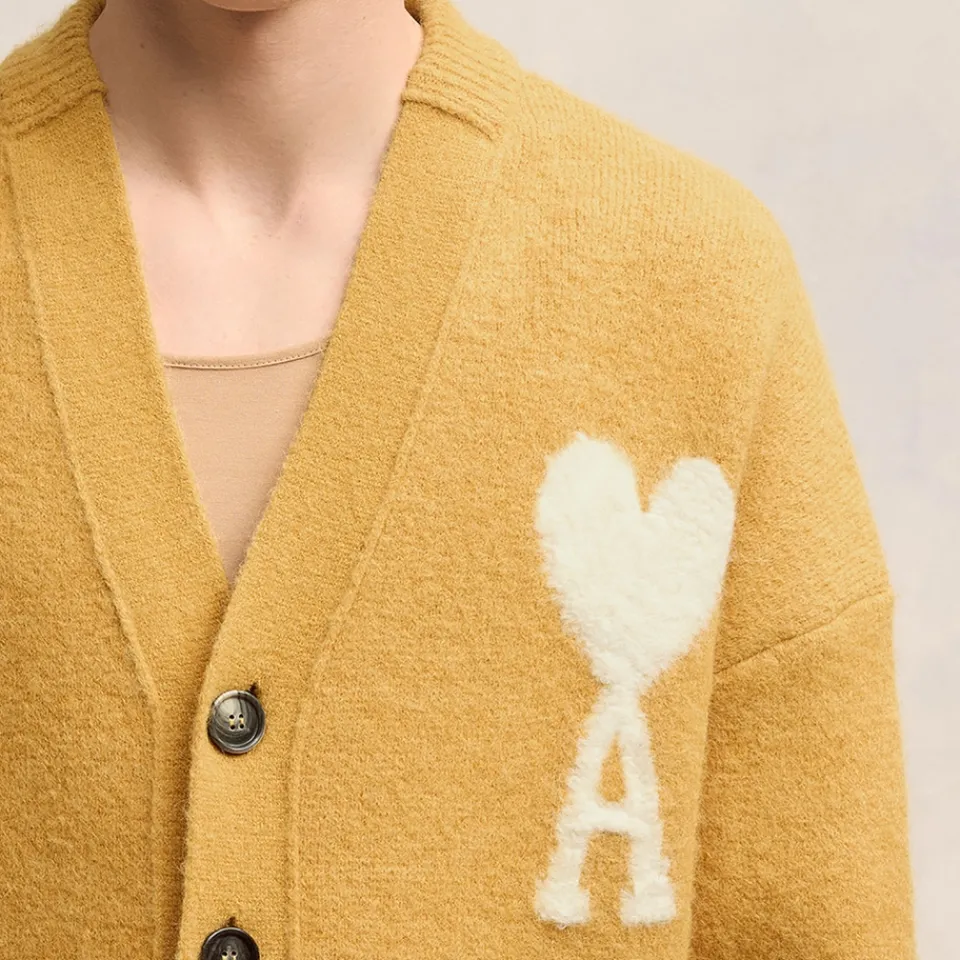 Cardigans|Knitwear|Maison Kitsuné AMI Off White De Coeur Alpaca-Blend Cardigan - L
