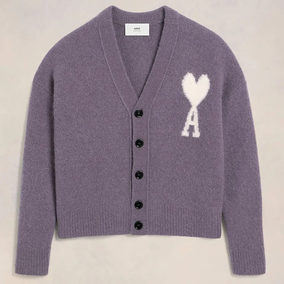 Cardigans|Knitwear|AMI Off White De Coeur Alpaca-Blend Cardigan - M