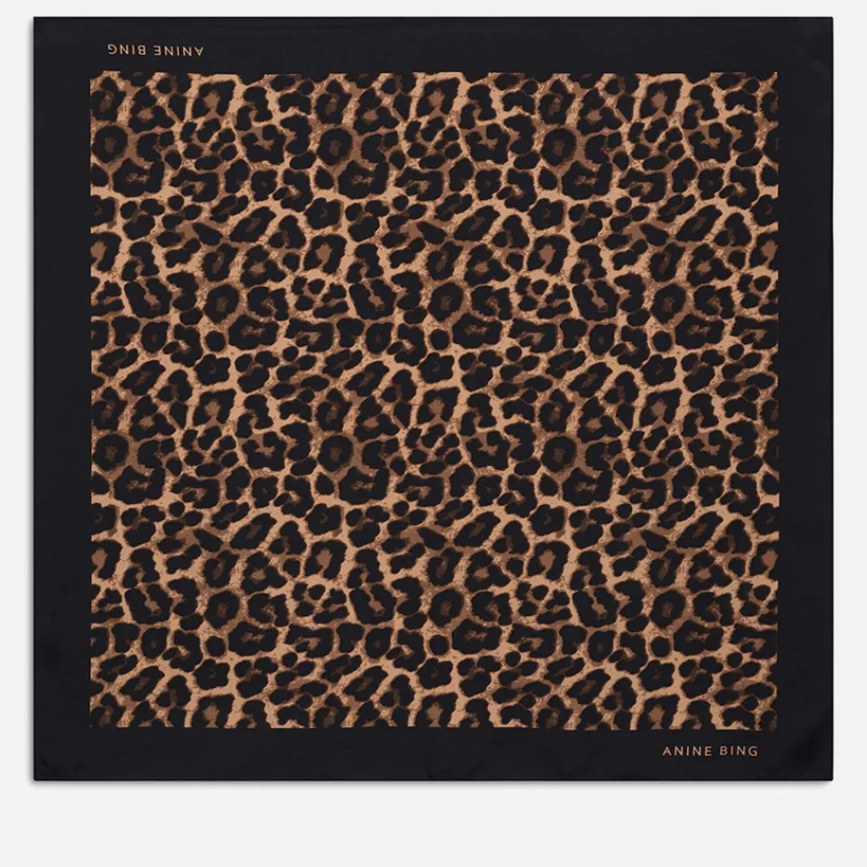 Scarves|Dr. Martens Anine Bing York Leopard Satin-Jacquard Silk Scarf