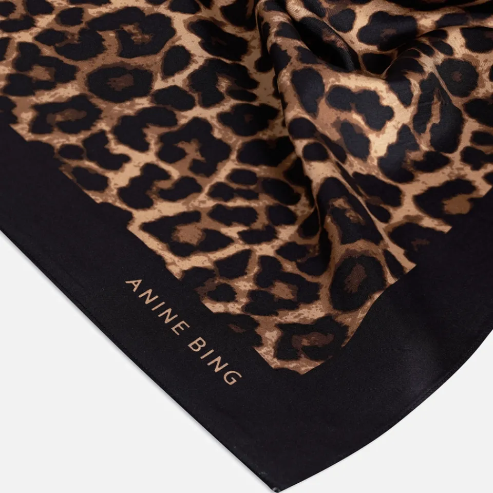 Scarves|Dr. Martens Anine Bing York Leopard Satin-Jacquard Silk Scarf