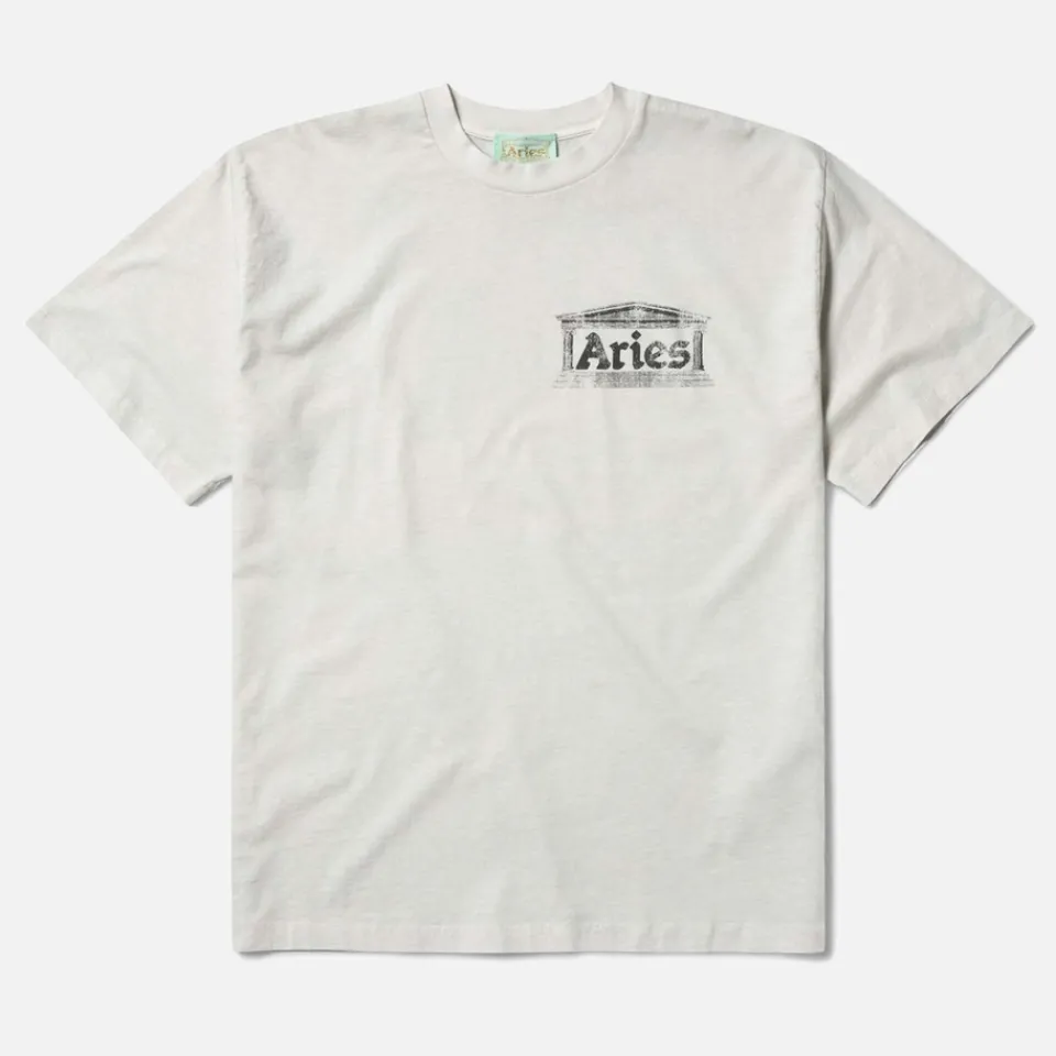 Loungewear|T-Shirts|Ganni ARIES Aged Ancient Temple Cotton-Jersey T-Shirt - M