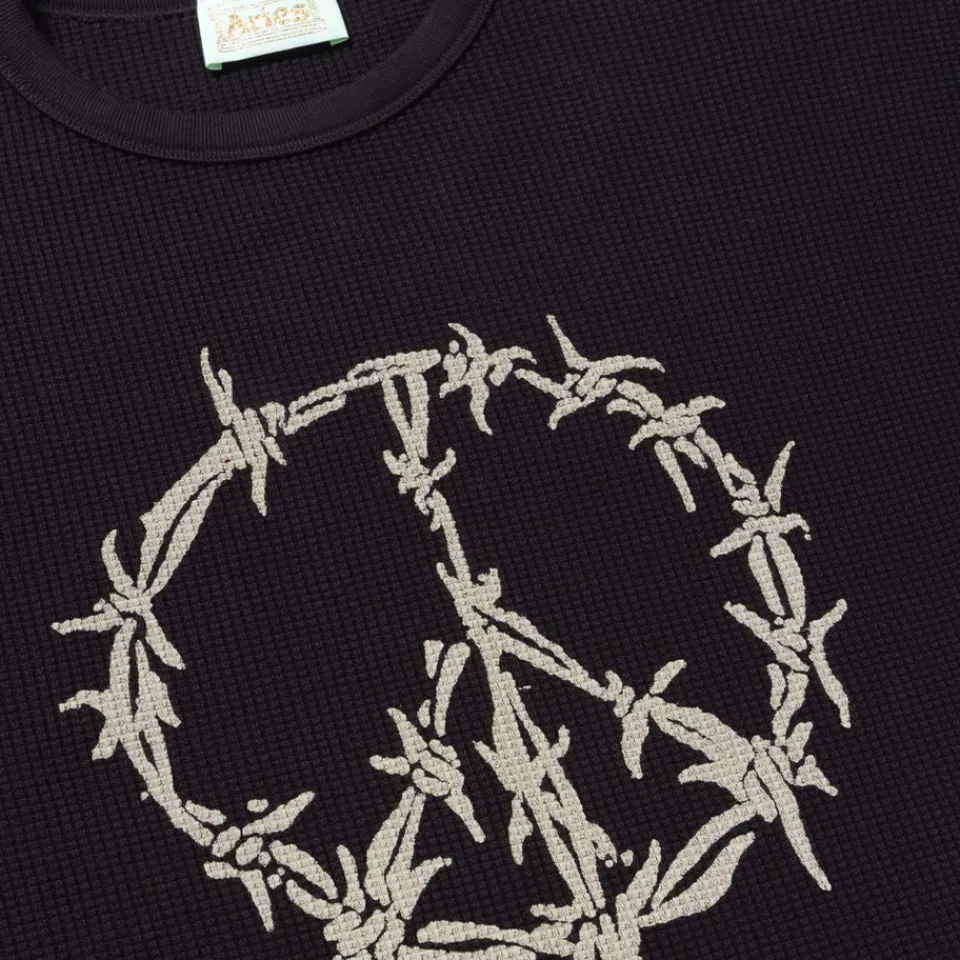 T-Shirts|T-Shirts|ARIES Peace Press Gothic Waffle Cotton-Knit T-Shirt - S
