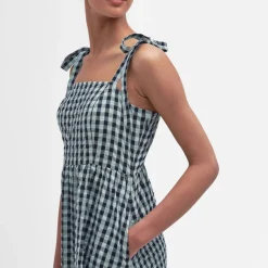 Dresses|Dresses|Marant Etoile Barbour Abigail Gingham Cotton-Seersucker Midi Dress - UK 12