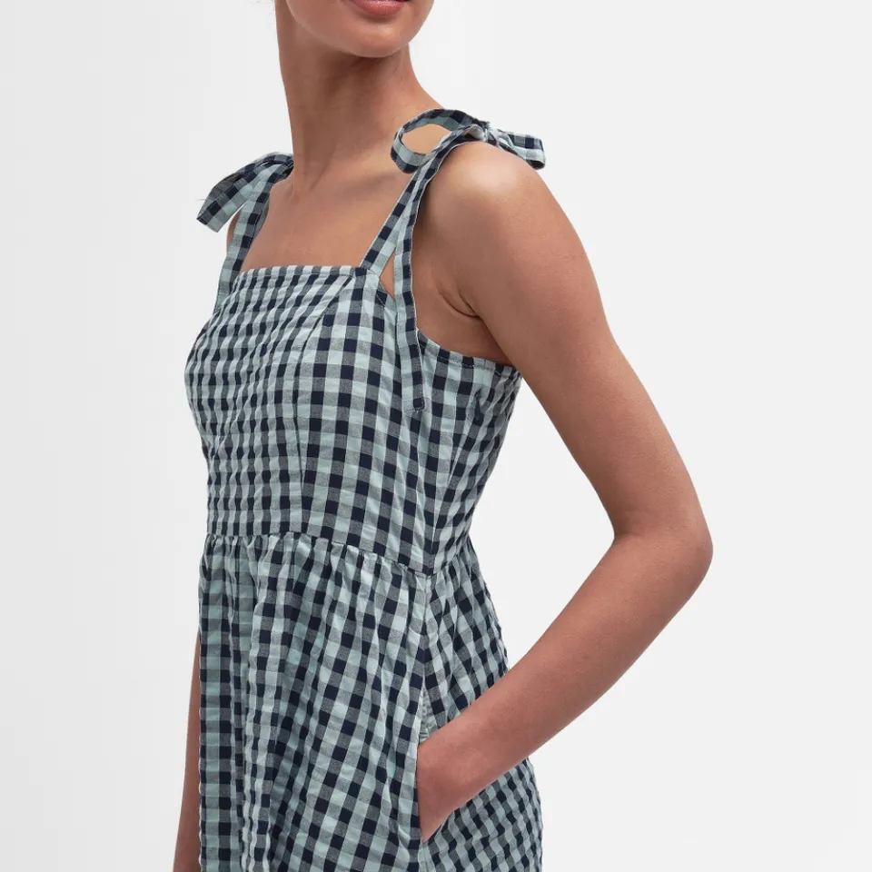 Dresses|Dresses|Marant Etoile Barbour Abigail Gingham Cotton-Seersucker Midi Dress - UK 12