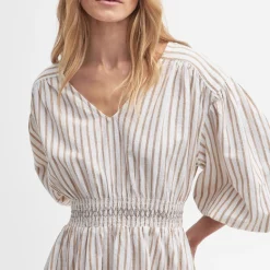 Dresses|Dresses|Ganni Barbour Ella Striped Cotton-Blend Dress - UK 12