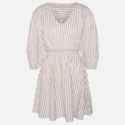 Dresses|Dresses|Ganni Barbour Ella Striped Cotton-Blend Dress - UK 12