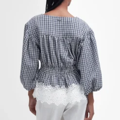 T-Shirts And Tops|Shirts And Blouses|Dr. Martens Barbour Glamis Broderie Anglaise Checked Woven Top - UK 8