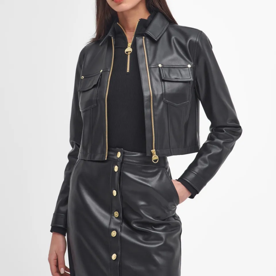 Jackets|Coats|Barbour International Aria Faux Leather Overshirt - UK 16