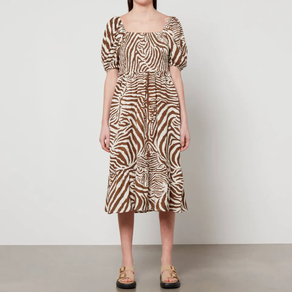 Dresses|Dresses|Calvin Klein Barbour X House of Hackney Martello Zebra-Print Lyocell Dress - UK 8