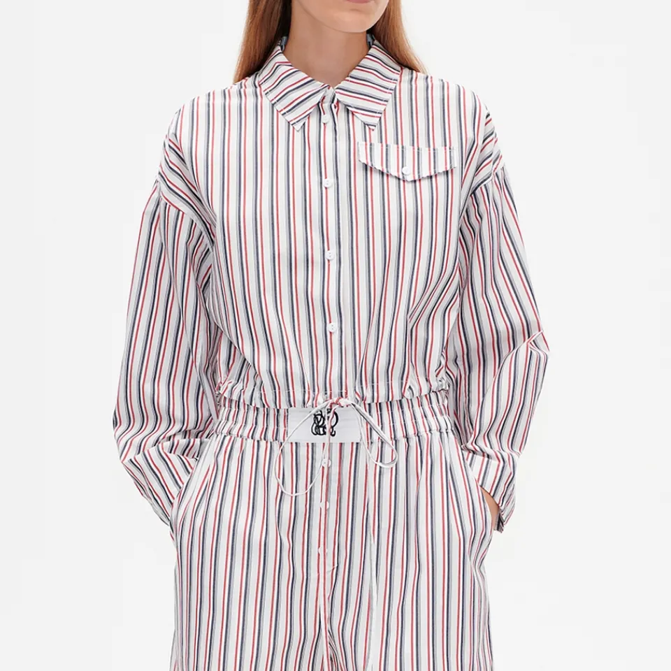 Co-Ord Sets|T-Shirts And Tops|Ganni Baum Und Pferdgarten Bryce Striped Cotton-Poplin Shirt - EU 34/UK 6