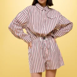 Co-Ord Sets|T-Shirts And Tops|Ganni Baum Und Pferdgarten Bryce Striped Cotton-Poplin Shirt - EU 34/UK 6