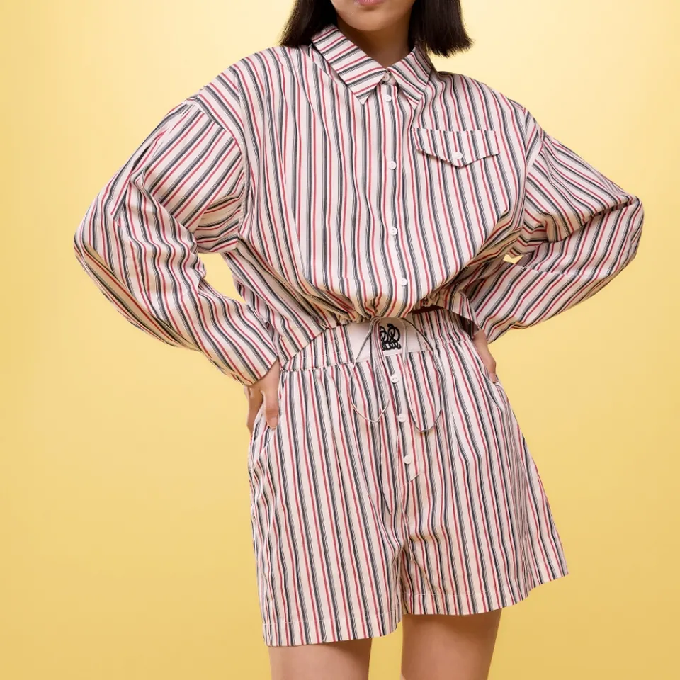 Co-Ord Sets|T-Shirts And Tops|Ganni Baum Und Pferdgarten Bryce Striped Cotton-Poplin Shirt - EU 34/UK 6