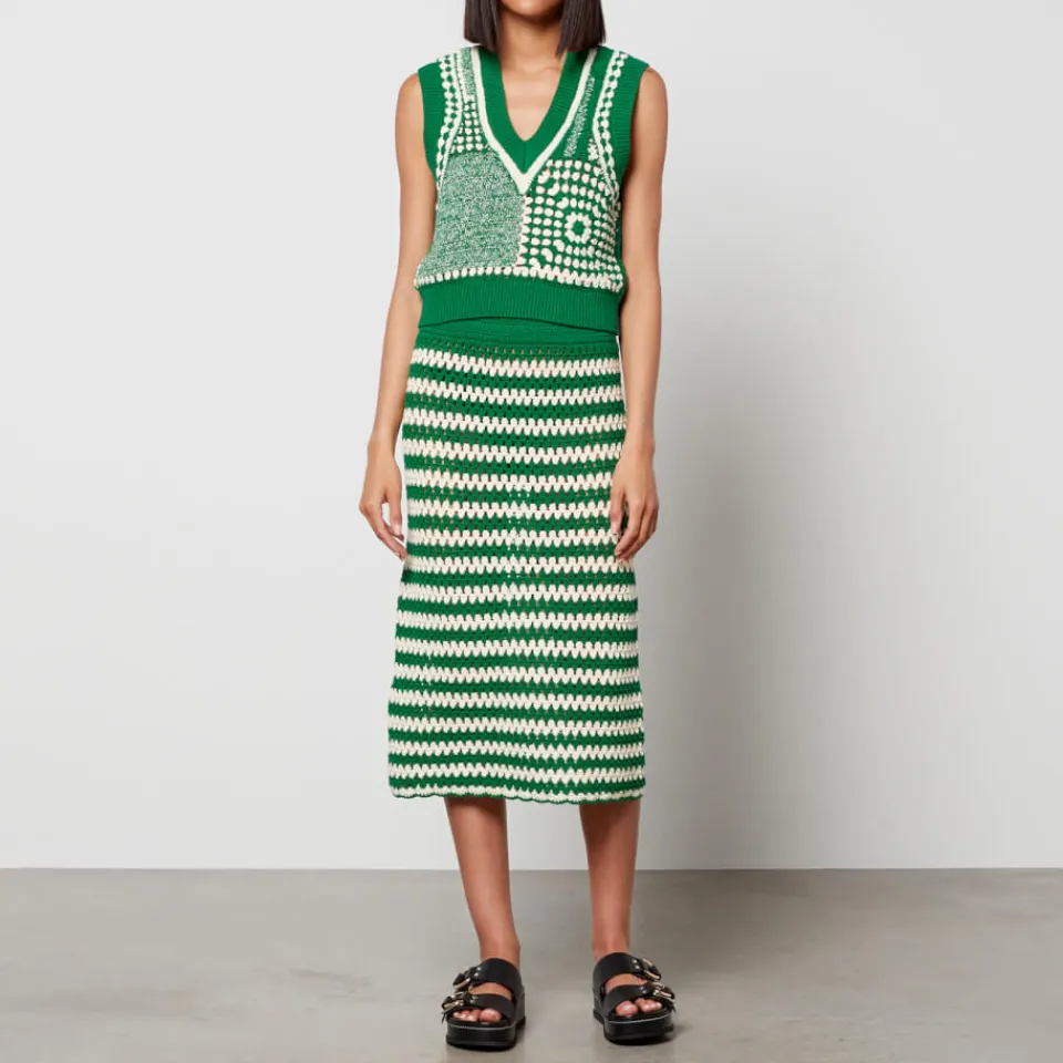 Skirts|Skirts|Dr. Martens Baum Und Pferdgarten Women's Ciel Knitted Skirt - Cream/Green - XS