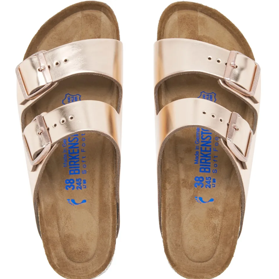 Sandals & Slides|Sandals|Dr. Martens Birkenstock Women's Arizona Slim Fit Leather Double Strap Sandals - Metallic Copper - EU 36/UK 3.5