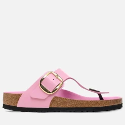 Sandals & Slides|Sandals|Dr. Martens Birkenstock Women's Gizeh Big Buckle Patent-Leather Sandals - UK 4.5
