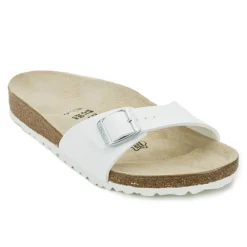 Flats|Birkenstock Women's Madrid Slim Fit Single Strap Sandals - Black