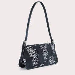 Bags|BY FAR Dulce Crystal Monogram Suede Shoulder Bag