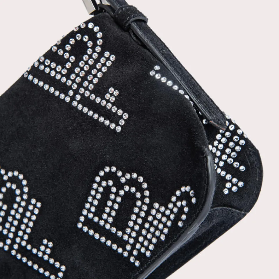 Bags|BY FAR Dulce Crystal Monogram Suede Shoulder Bag