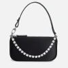 Bags|BY FAR Mini Rachel Satin and Rhinestone Chain Bag