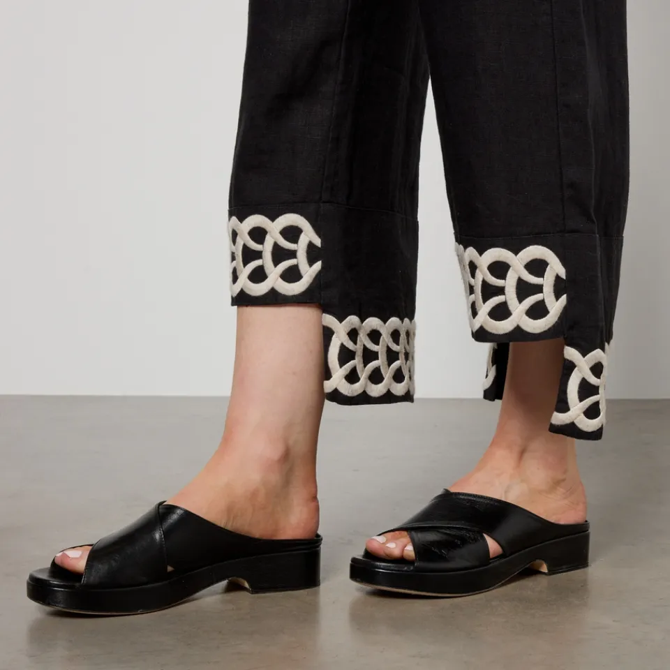 Trousers|Co-Ord Sets|Dr. Martens By Malene Birger Mirabellos Embroidered Linen Trousers - DK 34/UK 6