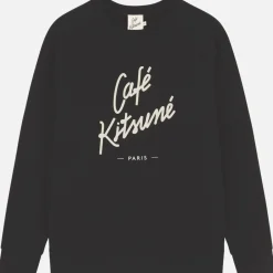 Sweatshirts|Café Kitsuné Logo-Print Cotton-Jersey Sweatshirt - M