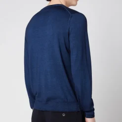T-Shirts|T-Shirts|Dr. Martens Canali Men's Cotton Crewneck Long Sleeve Top - Navy Blue - IT 56/XXXL