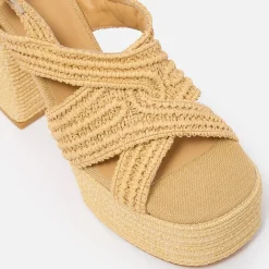 Heels|Sandals & Slides|Dr. Martens Castañer Women's Fulvia Faux Raffia Platform Heeled Sandals - 6