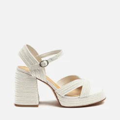 Sandals & Slides|Sandals|Dr. Martens Castañer Women's Valle Metallic Faux Raffia Platform Heeled Sandals - UK 3
