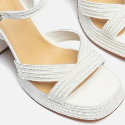 Sandals & Slides|Sandals|Dr. Martens Castañer Women's Valle Metallic Faux Raffia Platform Heeled Sandals - UK 3