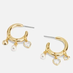 Jewellery|Dr. Martens Coach Charm Embellished Pendant Gold-Tone Hoop Earrings