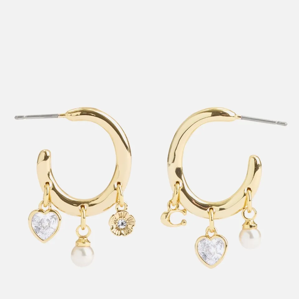 Jewellery|Dr. Martens Coach Charm Embellished Pendant Gold-Tone Hoop Earrings