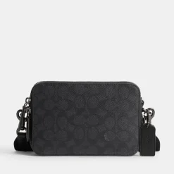 Bags|Holiday Bags|AMI Coach Charter 19 Signature Coated-Canvas and Leather Crossbody Bag