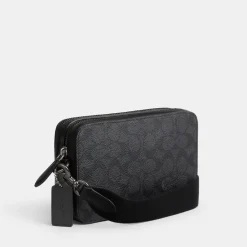 Bags|Holiday Bags|AMI Coach Charter 19 Signature Coated-Canvas and Leather Crossbody Bag