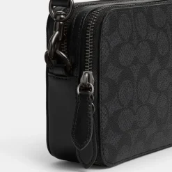 Bags|Holiday Bags|AMI Coach Charter 19 Signature Coated-Canvas and Leather Crossbody Bag