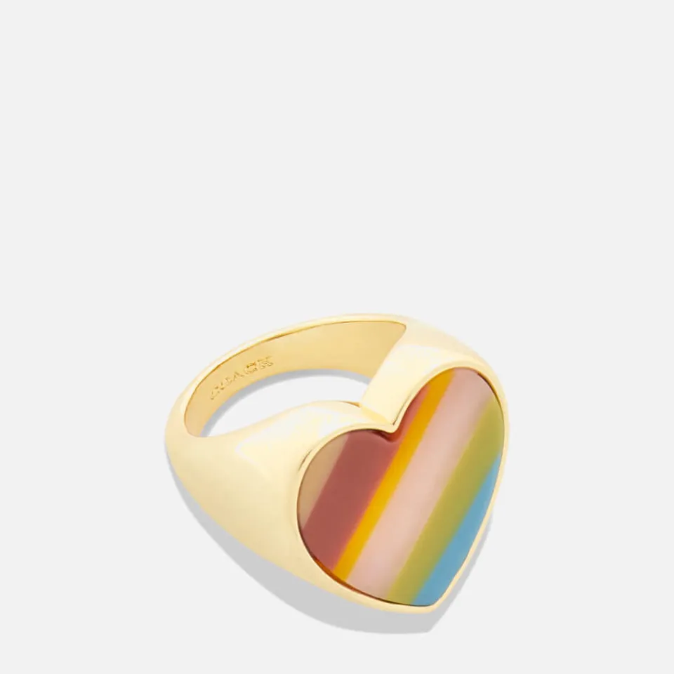 Jewellery|Coach -ella Rainbow Gold-Tone Signet Ring