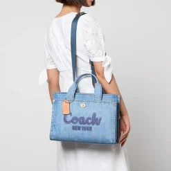 Holiday Bags|Bags|Dr. Martens Coach Denim Cargo Logo-Embroidered Denim Tote Bag