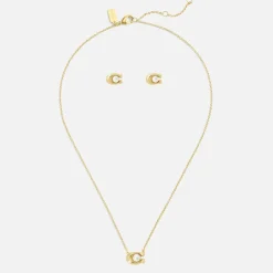 Jewellery|Coach Earrings & Necklace C Gold-Tone Faux Pearl Set