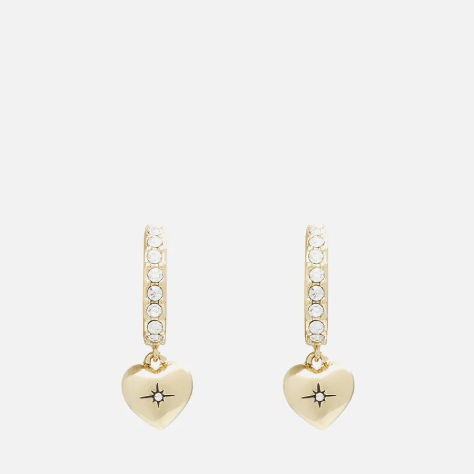 Jewellery|Ganni Coach Heart Pavé Gold-Tone Huggie Earrings