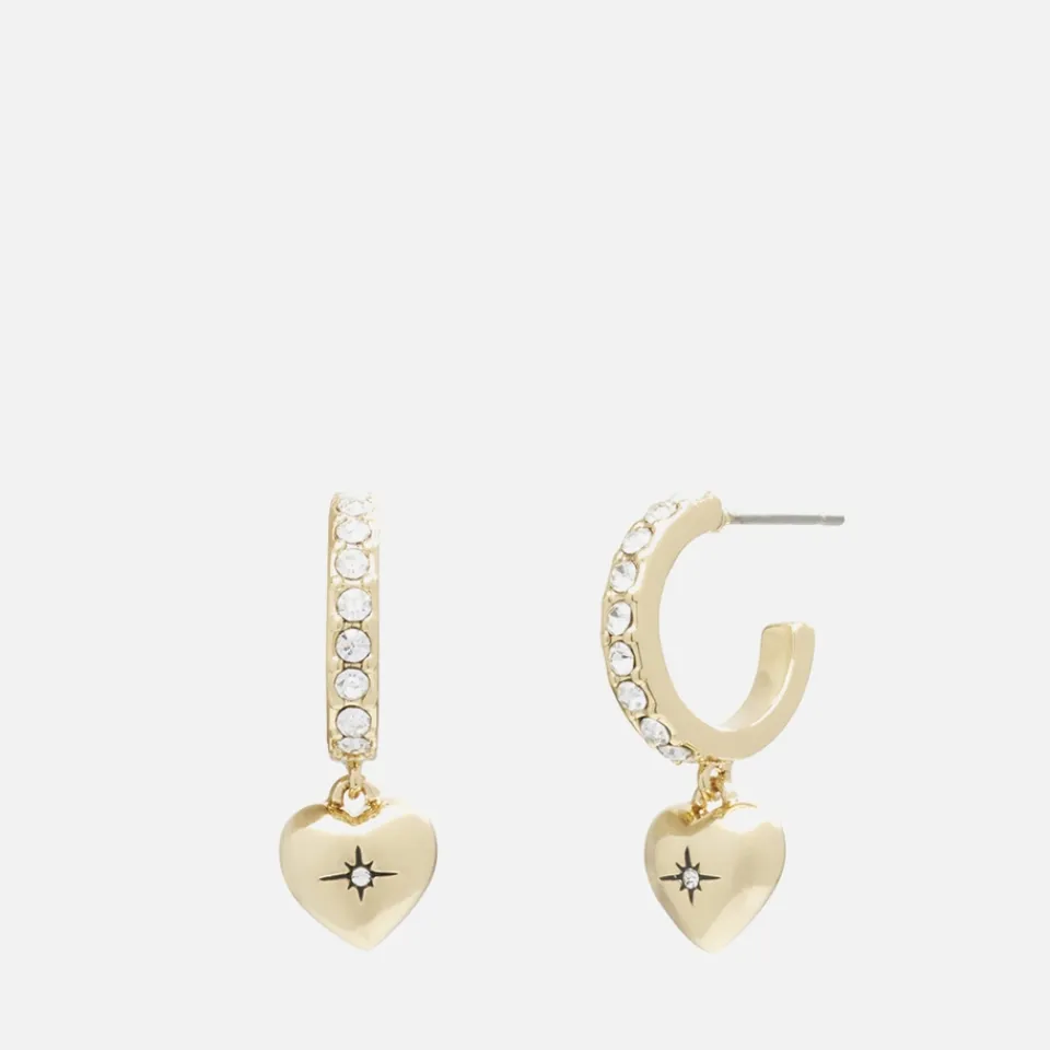 Jewellery|Ganni Coach Heart Pavé Gold-Tone Huggie Earrings