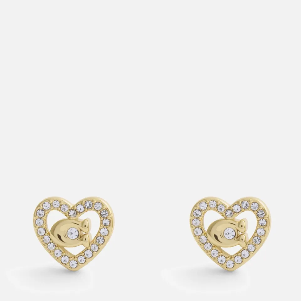 Jewellery|Dr. Martens Coach Pavé Heart Gold-Toned Stud Earrings